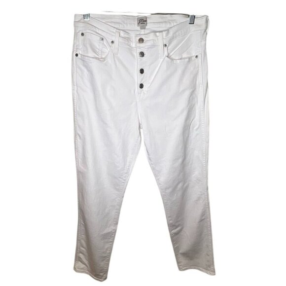 J.Crew Womens Vintage Straight White Denim Jeans Size 32T Tall Button Front - Picture 1 of 5